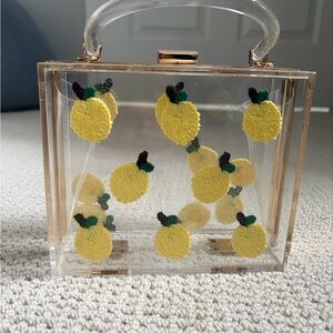 Clear Handbag with Yellow Lemon Accents